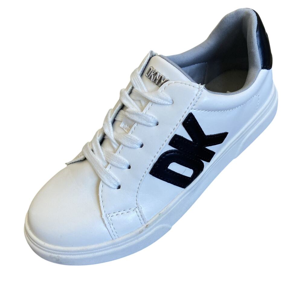 DKNY Sneakers Girls Size 3Y White Black Logo Lace up